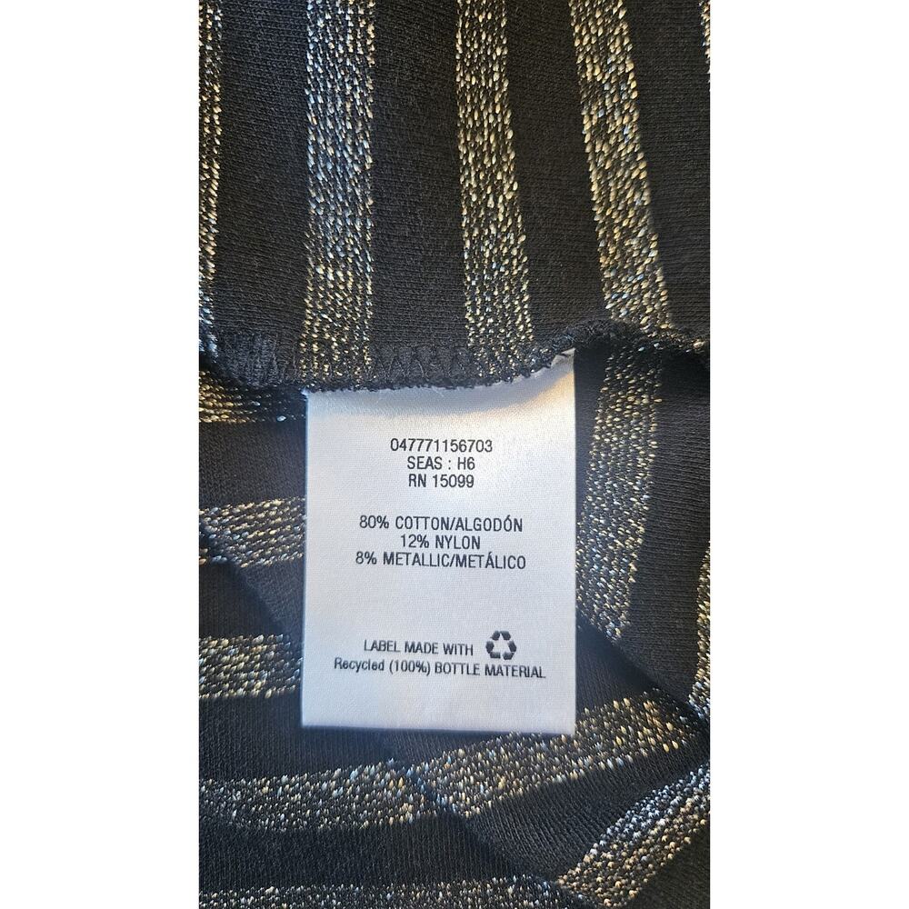 Laura Scott Metallic Silver & Black Stripe Lightweight Top L/S Womens M Stretch - Picture 7 of 8